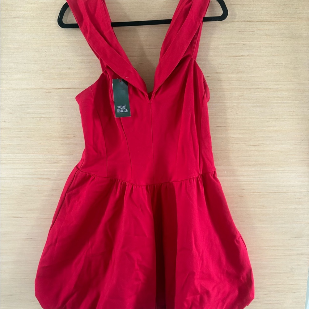 wild fable Red Sleeveless V-Neck Mini Dress